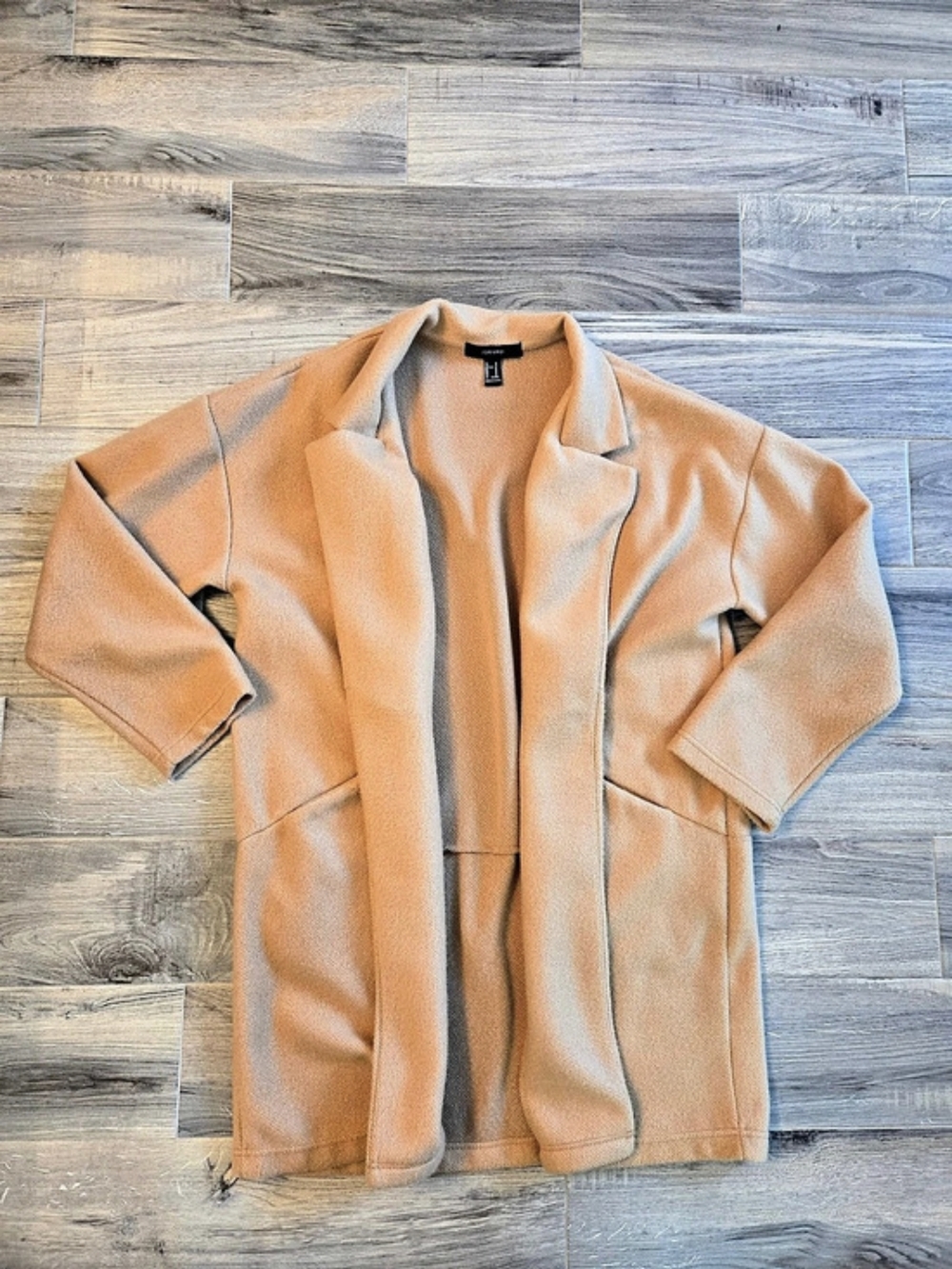 Forever 21 Textured Open Front Jacket in Tan Size Medium